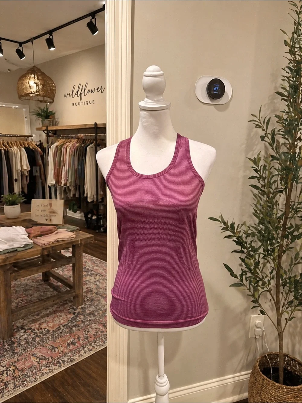 Lululemon Size 6 Purple Striped Racerback Tank Athletic Workout Top